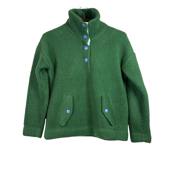 J.CREW Jackets & Blazers - J. Crew Green Snap-collar Sherpa Sweatshirt Green Polartec Fleece Size XS